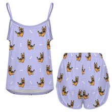 Load image into Gallery viewer, Playful German Shepherd Women's Cami and Shorts Pajama Set-7