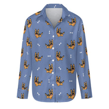 Load image into Gallery viewer, Playful German Shepherd Women's Shirt-S-CornflowerBlue-10