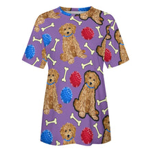 Load image into Gallery viewer, Playful Goldendoodle Love All Over Print Women&#39;s Cotton T-Shirt - 4 Colors-Apparel-Apparel, Doodle, Goldendoodle, Shirt, T Shirt-11