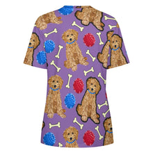 Load image into Gallery viewer, Playful Goldendoodle Love All Over Print Women&#39;s Cotton T-Shirt - 4 Colors-Apparel-Apparel, Doodle, Goldendoodle, Shirt, T Shirt-12