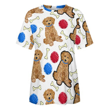 Load image into Gallery viewer, Playful Goldendoodle Love All Over Print Women&#39;s Cotton T-Shirt - 4 Colors-Apparel-Apparel, Doodle, Goldendoodle, Shirt, T Shirt-9