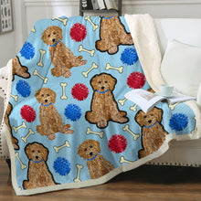 Load image into Gallery viewer, Playful Goldendoodle Love Soft Warm Fleece Blanket-Blanket-Blankets, Goldendoodle, Home Decor-14