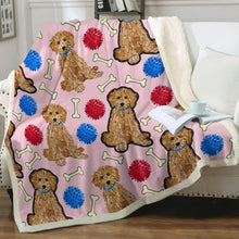 Load image into Gallery viewer, Playful Goldendoodle Love Soft Warm Fleece Blanket-Blanket-Blankets, Goldendoodle, Home Decor-Soft Pink-Small-2