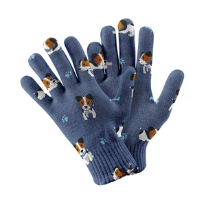 Playful Jack Russell Terrier Moments Touch Screen Gloves-Accessories-Accessories, Dog Dad Gifts, Dog Mom Gifts, Gloves, Jack Russell Terrier-Navy-1