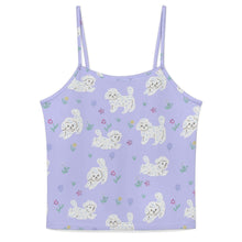 Load image into Gallery viewer, Playful Maltese Garden Stroll Women's Cami and Shorts Pajama Set-13