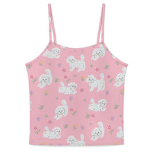 Load image into Gallery viewer, Playful Maltese Garden Stroll Women's Cami and Shorts Pajama Set-1