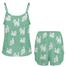 Load image into Gallery viewer, Playful Maltese Garden Stroll Women's Cami and Shorts Pajama Set-7