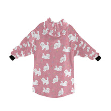 Load image into Gallery viewer, Playful Maltese in a Garden Stroll Blanket Hoodie-10