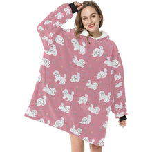 Load image into Gallery viewer, Playful Maltese in a Garden Stroll Blanket Hoodie-11