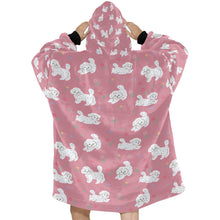 Load image into Gallery viewer, Playful Maltese in a Garden Stroll Blanket Hoodie-12