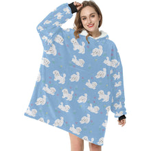 Load image into Gallery viewer, Playful Maltese in a Garden Stroll Blanket Hoodie-15
