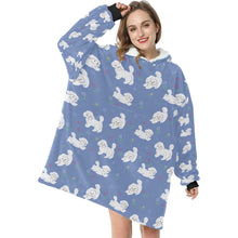 Load image into Gallery viewer, Playful Maltese in a Garden Stroll Blanket Hoodie-17