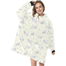 Load image into Gallery viewer, Playful Maltese in a Garden Stroll Blanket Hoodie-2