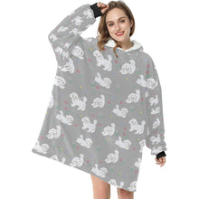 Load image into Gallery viewer, Playful Maltese in a Garden Stroll Blanket Hoodie-31