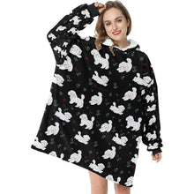 Load image into Gallery viewer, Playful Maltese in a Garden Stroll Blanket Hoodie-33