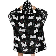 Load image into Gallery viewer, Playful Maltese in a Garden Stroll Blanket Hoodie-36