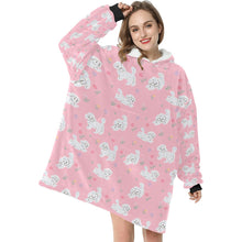 Load image into Gallery viewer, Playful Maltese in a Garden Stroll Blanket Hoodie-7