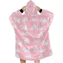 Load image into Gallery viewer, Playful Maltese in a Garden Stroll Blanket Hoodie-8