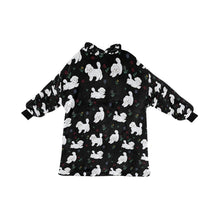 Load image into Gallery viewer, Playful Maltese in a Garden Stroll Blanket Hoodie-Black-ONE SIZE-35