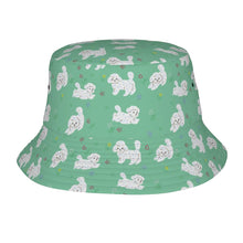 Load image into Gallery viewer, Playful Maltese in a Garden Stroll Bucket Hat-Hats &amp; Caps-Accessories,Dog Dad Gifts,Dog Mom Gifts,Hats,Maltese-Mint Green-One Size-9