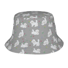 Load image into Gallery viewer, Playful Maltese in a Garden Stroll Bucket Hat-Hats &amp; Caps-Accessories,Dog Dad Gifts,Dog Mom Gifts,Hats,Maltese-Parisian Gray-One Size-41