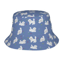 Load image into Gallery viewer, Playful Maltese in a Garden Stroll Bucket Hat-Hats &amp; Caps-Slate Blue-One Size-41