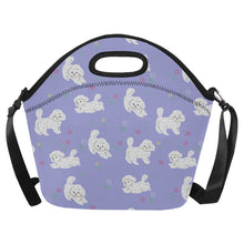 Load image into Gallery viewer, Playful Bichon Frise Love Neoprene Lunch Bag-Lavender Purple-ONESIZE-10