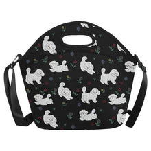 Load image into Gallery viewer, Playful Bichon Frise Love Neoprene Lunch Bag-Midnight Black-ONESIZE-2