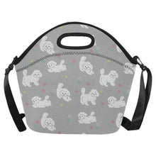 Load image into Gallery viewer, Playful Bichon Frise Love Neoprene Lunch Bag-Parisian Gray-ONESIZE-3