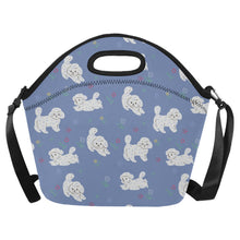 Load image into Gallery viewer, Playful Bichon Frise Love Neoprene Lunch Bag-Slate Blue-ONESIZE-8