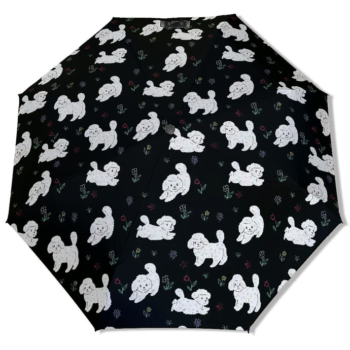 Playful Maltese in a Garden Stroll Umbrella-Accessories-Accessories,Dog Mom Gifts,Umbrella-11