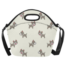 Load image into Gallery viewer, Playful Pit Bull Pup Neoprene Lunch Bag-Ivory-ONESIZE-1
