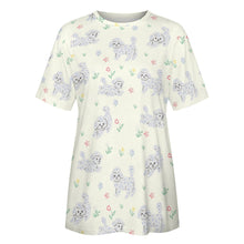 Load image into Gallery viewer, Playful Poodles in a Garden Stroll Women's Cotton T-Shirt-Apparel--4