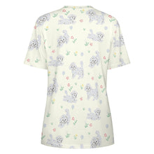 Load image into Gallery viewer, Playful Poodles in a Garden Stroll Women's Cotton T-Shirt-Apparel--5