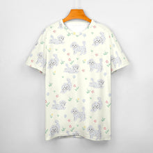 Load image into Gallery viewer, Playful Poodles in a Garden Stroll Women's Cotton T-Shirt-Apparel--11