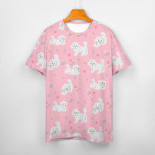 Load image into Gallery viewer, Playful Poodles in a Garden Stroll Women's Cotton T-Shirt-Apparel--7