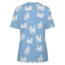 Load image into Gallery viewer, Playful Poodles in a Garden Stroll Women's Cotton T-Shirt-Apparel--18