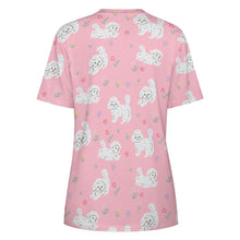 Load image into Gallery viewer, Playful Poodles in a Garden Stroll Women's Cotton T-Shirt-Apparel--12