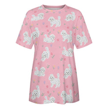 Load image into Gallery viewer, Playful Poodles in a Garden Stroll Women's Cotton T-Shirt-Apparel--6