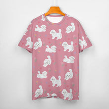 Load image into Gallery viewer, Playful Poodles in a Garden Stroll Women's Cotton T-Shirt-Apparel--13