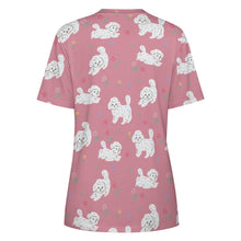 Load image into Gallery viewer, Playful Poodles in a Garden Stroll Women's Cotton T-Shirt-Apparel--10