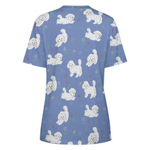 Load image into Gallery viewer, Playful Poodles in a Garden Stroll Women's Cotton T-Shirt-Apparel--20