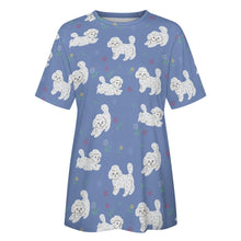 Load image into Gallery viewer, Playful Poodles in a Garden Stroll Women's Cotton T-Shirt-Apparel--21