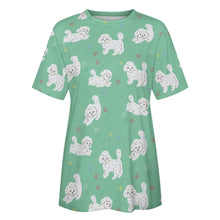 Load image into Gallery viewer, Playful Poodles in a Garden Stroll Women's Cotton T-Shirt-Apparel--28
