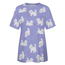 Load image into Gallery viewer, Playful Poodles in a Garden Stroll Women's Cotton T-Shirt-Apparel--33