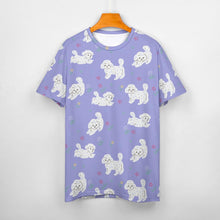 Load image into Gallery viewer, Playful Poodles in a Garden Stroll Women's Cotton T-Shirt-Apparel--34