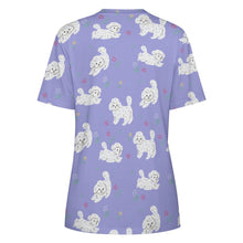 Load image into Gallery viewer, Playful Poodles in a Garden Stroll Women's Cotton T-Shirt-Apparel--29