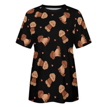 Load image into Gallery viewer, Playful Poodles in Christmas Women&#39;s Cotton T-Shirt-Apparel--41