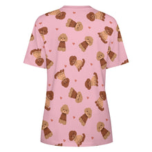 Load image into Gallery viewer, Playful Poodles in Christmas Women&#39;s Cotton T-Shirt-Apparel--11