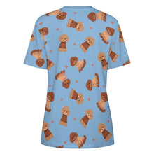 Load image into Gallery viewer, Playful Poodles in Christmas Women&#39;s Cotton T-Shirt-Apparel--15